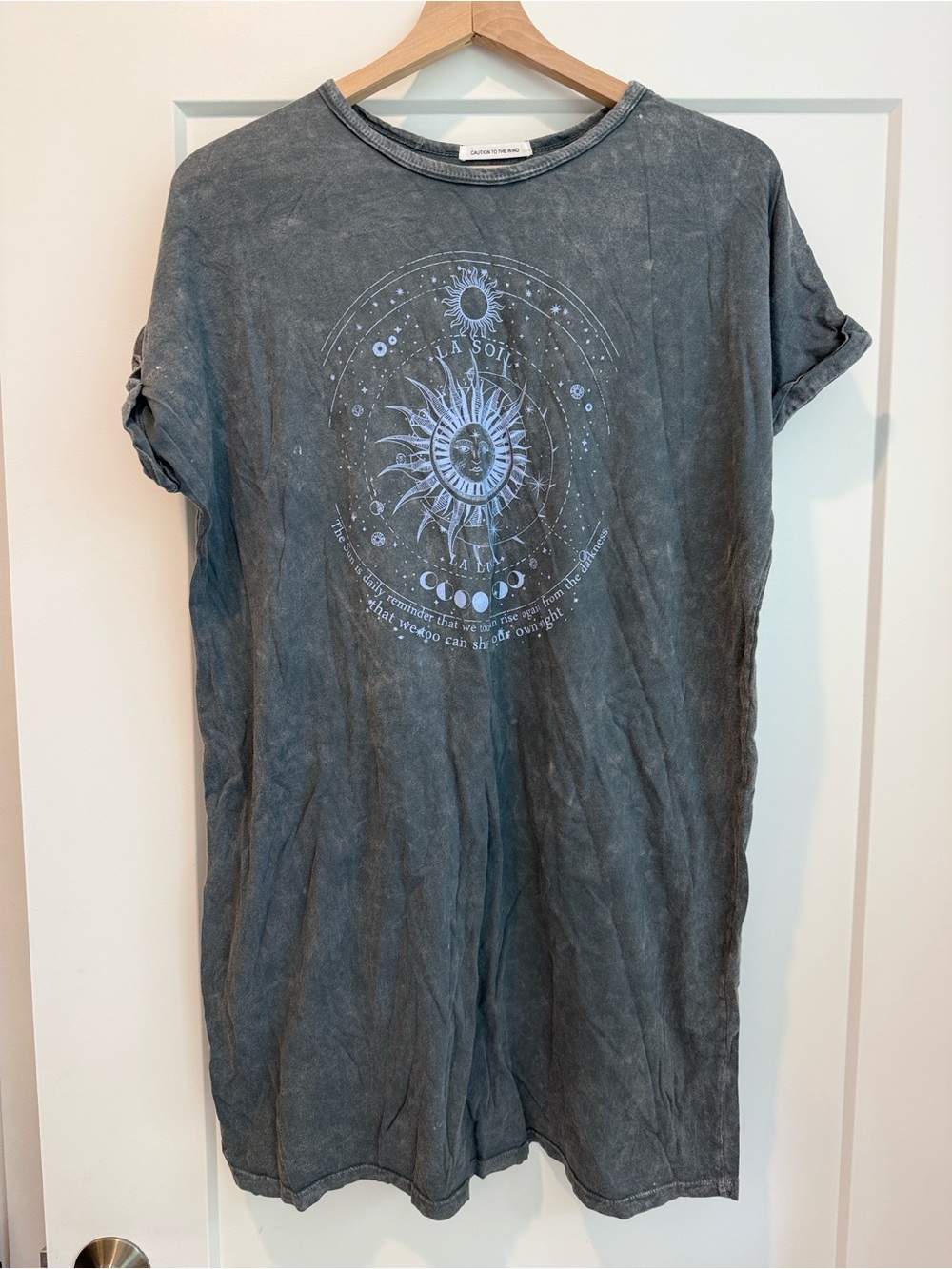 Caution To The Wind Washed Gray Graphic Tee